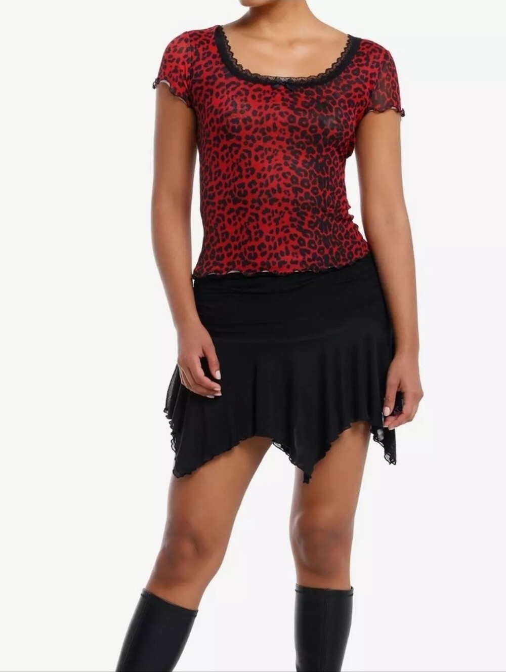 Hot Topic Cheetah Print Mesh Top Size xl - Picture 2 of 8